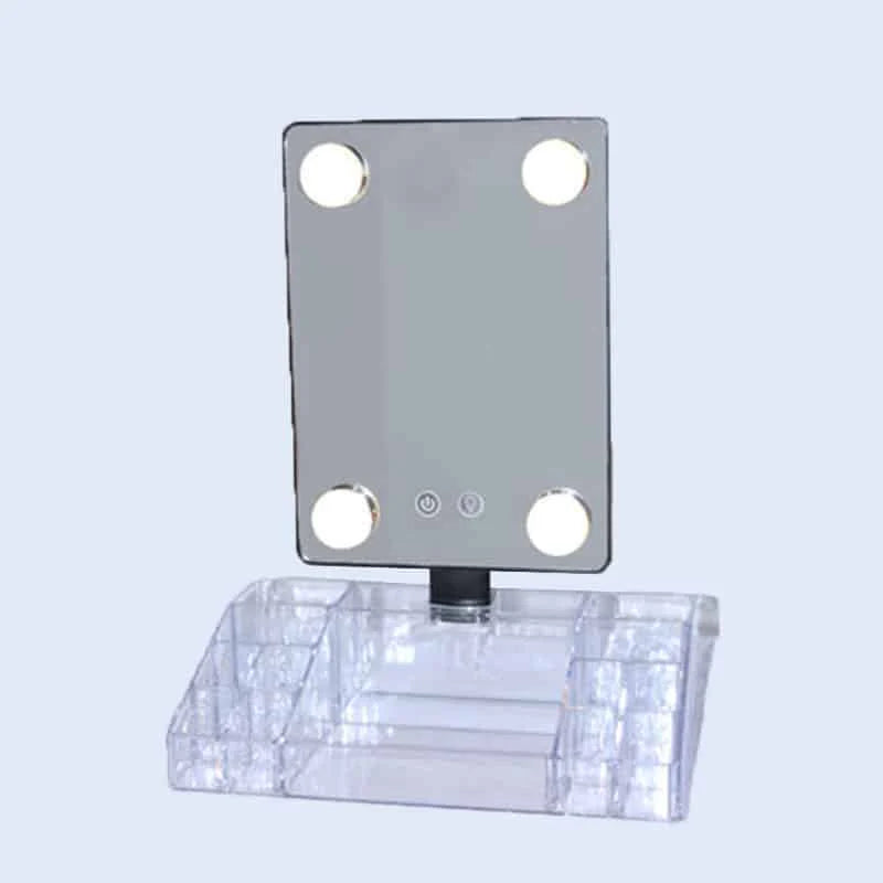 4 Lights Acrylic Makeup Organizer with Lipstick Storage
