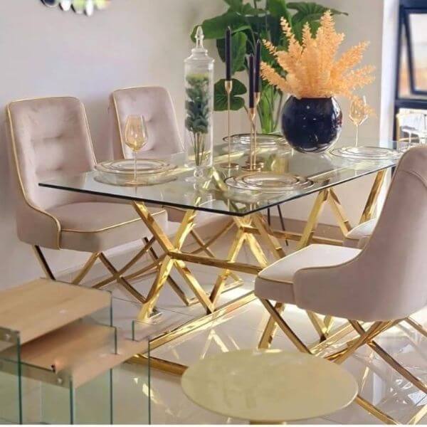 Gold Accent Dining Room Table Set