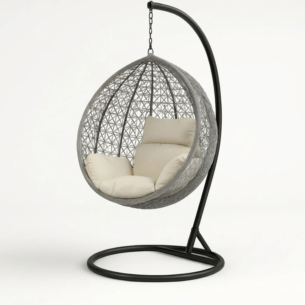 Hanging Egg Chair with Stand and Cushions