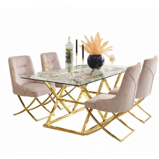 Gold Accent Dining Room Table Set