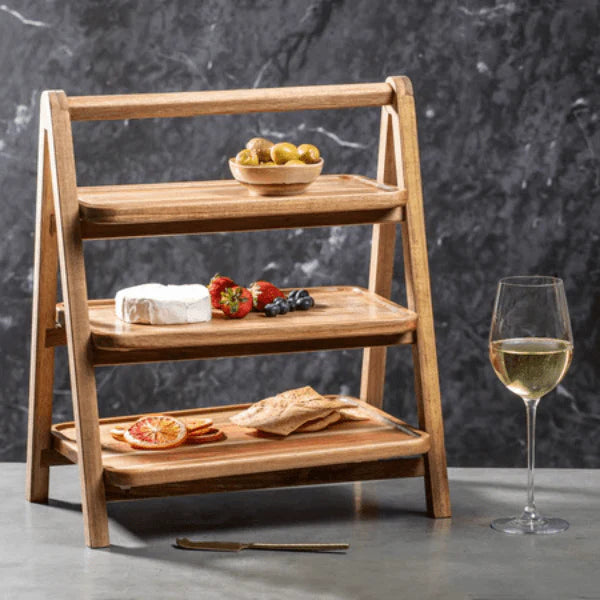 3 Tier Serving Wooden Tray Decorative