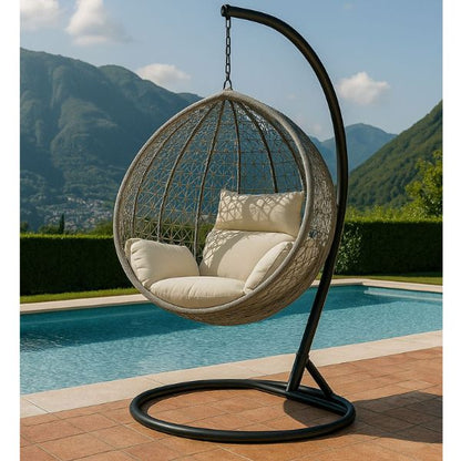 Hanging Egg Chair with Stand and Cushions