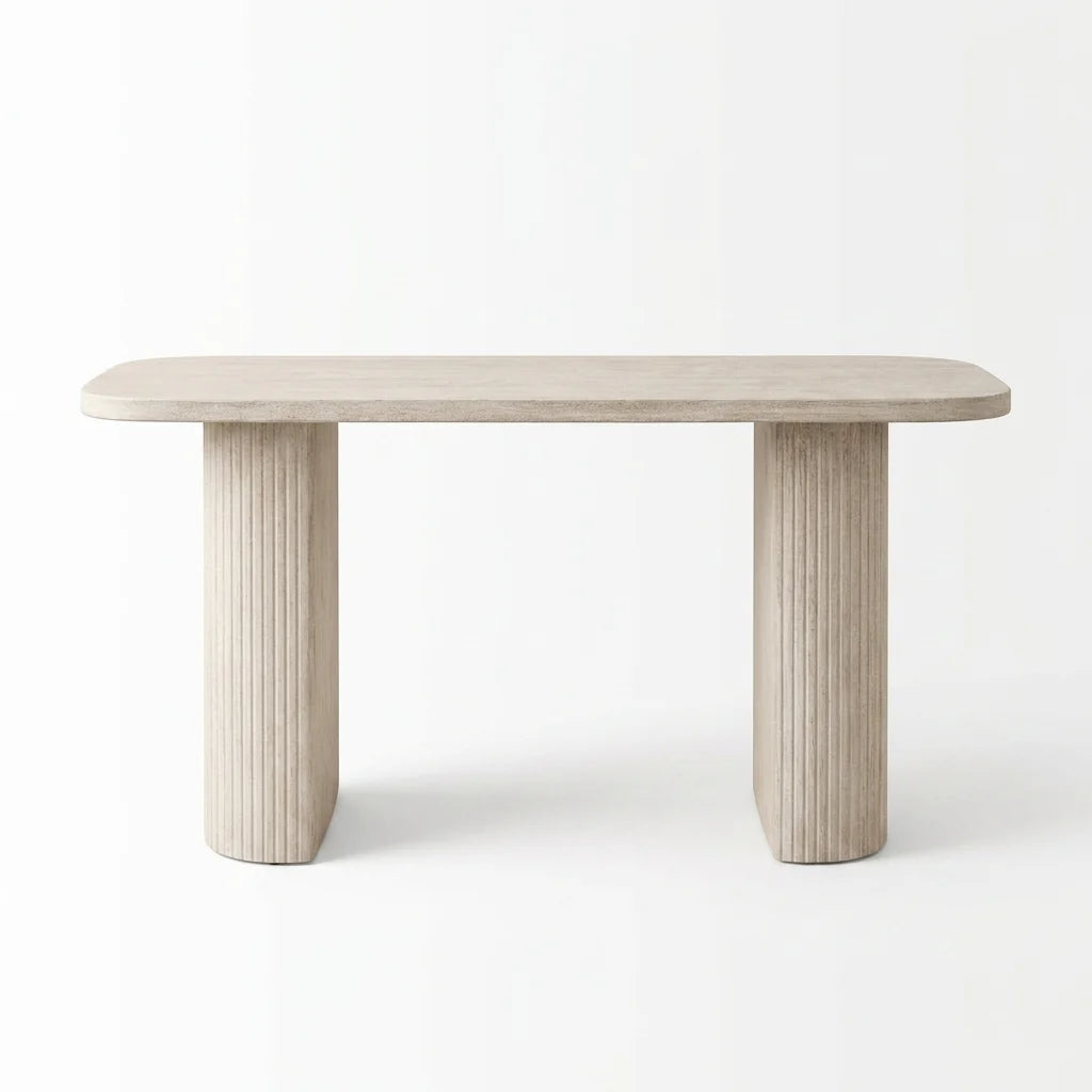 Modern Fluted Pedestal Console Table