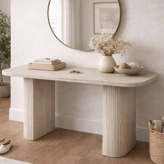 Modern Fluted Pedestal Console Table