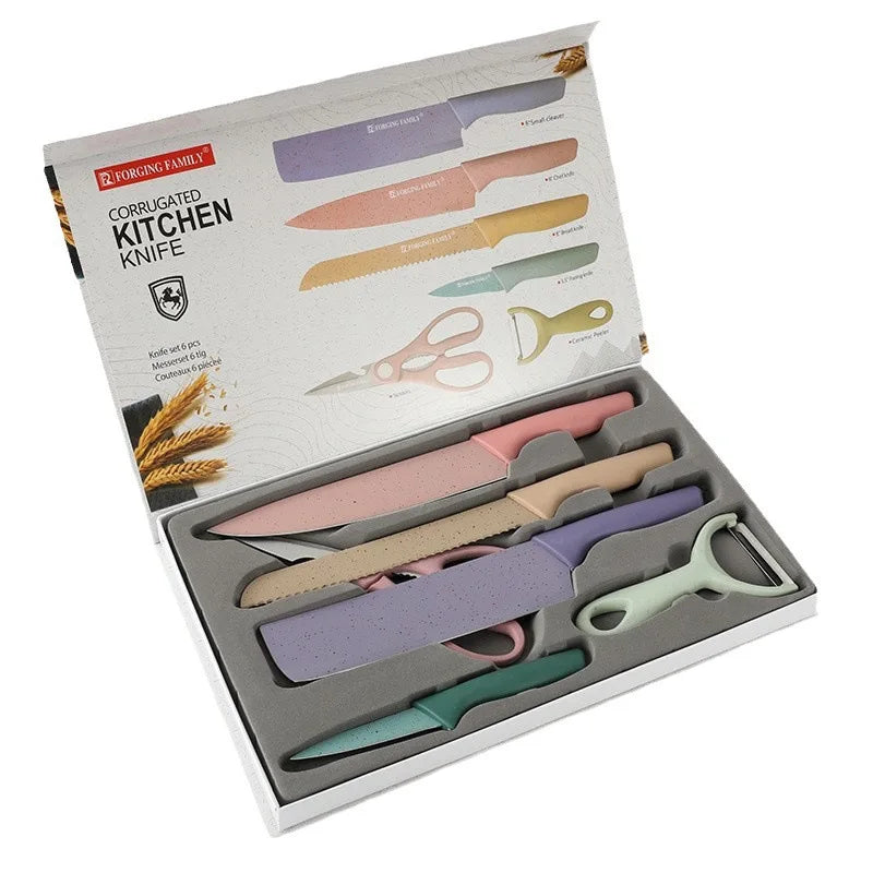 Wheat Straw Knife Set - 6-Piece Colourful