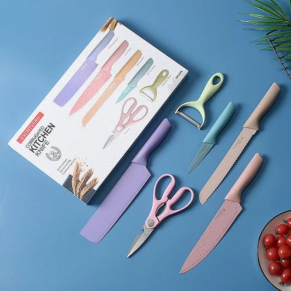 Wheat Straw Knife Set - 6-Piece Colourful