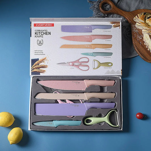 Wheat Straw Knife Set - 6-Piece Colourful